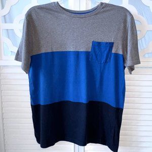 Men's Urban Pipeline Tee Shirt, Size Large, Gray and Blues Color Block, EC!
